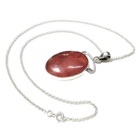 Collier en argent sterling 925 fait à la main avec pendentif ovale en rhodochrosite naturelle tendance et mignon pour femmes