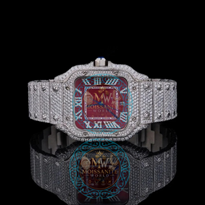Moissanite World Luxury Square Quartz <b>Watch</b> 34mm Moissanite Case Analog Roman Numeral Dial Deployment Clasp Unisex - Product Image 1