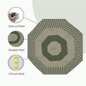 Tapis rond tressé en corde de jute et coton, design abstrait multicolore, best-seller pour salon et hôtel - Product Image 3