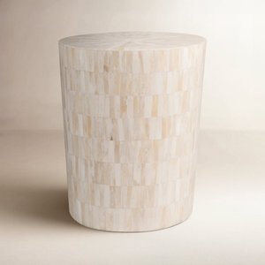 Round Natural Bone Inlaid MDF side Table Minimalist Vintage Design For Home office <b>bed</b> room Decoration wholesale - Product Image 1