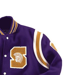 Veste universitaire élégante, style urbain, en mélange de laine, avec patchs personnalisés, OEM ODM, vente en gros, fabricant grossiste - Product Image 4