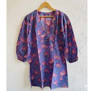 Vestido holgado con estampado floral y mangas abullonadas hasta la rodilla, estilo bohemio para mujer, ropa informal de primavera, tela de poliéster y viscosa - Product Image 4