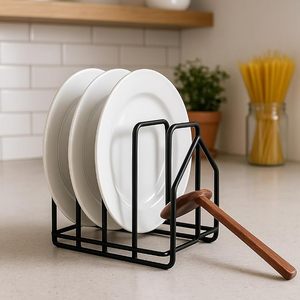 Support de rangement double niveau pour planches à découper en bois, design minimaliste pour cuisine - Product Image 3