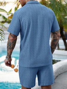 Nouvel ensemble de survêtement d'été pour homme 100% coton séchage rapide tricoté col rond 280g T-shirt à manches courtes et short streetwear personnalisable - Product Image 3