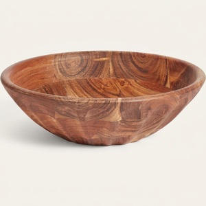 Grand saladier en bois d'acacia avec grain naturel, design moderne, durable et écologique pour la maison et la restauration - Product Image 2