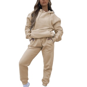 Conjuntos gruesos informales de oficina para mujer, conjuntos de dos piezas de otoño, chándal, sudaderas con capucha, pantalones largos con cordón de bolsillo, traje - Product Image 6