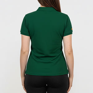 Polo de algodón informal de lujo personalizado para mujer 2026, estilo urbano, color verde liso, 3 botones, estilo hip hop - Product Image 2