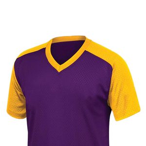 Maillot de baseball pour homme, violet et jaune, pull-over uni, col en V, manches courtes, style décontracté - Product Image 3