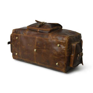 Leather Weekender Duffel Bag with Zipper Closure and <b>Adjustable</b> <b>Strap</b> for Travel - Product Image 3