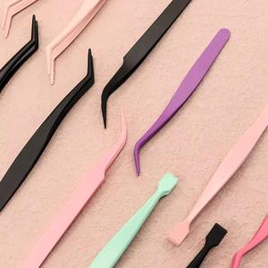 Morje Surgical Precision Eyelash Tweezers Set Stainless Steel Smooth Tip 10mm Fine Perfect Grip Multi Color for Lash Application - Product Image 1
