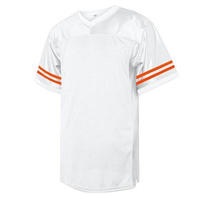 Men's White V-Neck Short Sleeve Football Jersey Breathable Mesh Fabric Striped Sleeves Regular Fit All Seasons Apparel - Product Image 2