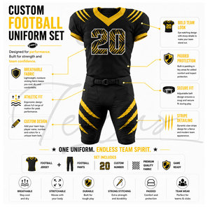 Uniforme de Fútbol Americano Personalizado de Alta Calidad para Hombre, Diseño Moderno, Uniforme de Equipo de Manga Corta, Uniforme Americano - Product Image 3