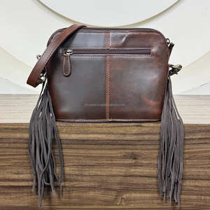 New Arrival 2025 Trendy Hand Tooled Cow Leather Sunflower Crossbody Fringe <b>Bag</b> High Quality Leather Shoulder Handbag <b>for</b> <b>Women's</b> - Product Image 5