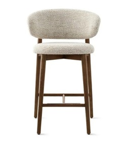 Modern Upholstered Solid Wood <b>Bar</b> <b>Stool</b> with Fabric Seat Counter <b>Height</b> Dining Chair for Home Gym Cafe - Product Image 3