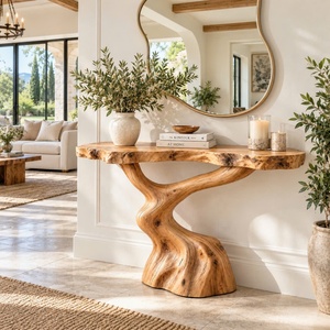 Tables consoles en bois massif naturel, design unique, pour décoration d'appartement écologique, meubles en bois, mobilier d'hôtel, design de meubles. - Product Image 1