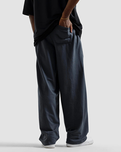 Men's Wide Leg Cotton <b>Trousers</b> <b>Elastic</b> <b>Waist</b> Casual Pants Breathable Midweight Flared Waterproof Fleece Multi-Pocket - Product Image 3