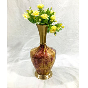 Florero de hierro moderno con acabado de bronce Golssy, diseño elegante, decoración de boda, maceta de mesa, precio personalizado - Product Image 1