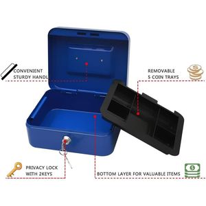 Cassetta di Sicurezza con Serratura e Vassoio Portadenaro, Armadietto Sicuro per Documenti con Cassetto Portadenaro - Product Image 3