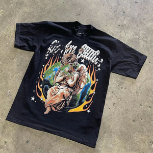 Heavyweight 350gsm Terry Streetwear Soft Dtg Mens 100% Cotton Custom Screen Printing Boxy Oversized Cropped High Street <b>Tshirt</b> - Product Image 6