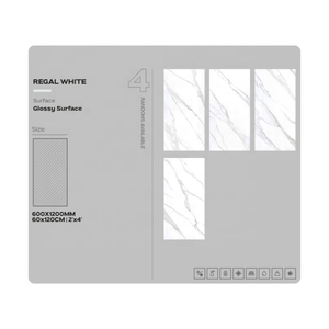 Oferta Especial: Azulejo de Porcelana Brillante de Primera Calidad de 600x1200 mm, Personalizado, con Diseño de Mármol Blanco Veteado Moderno para Baño y Villa - Product Image 2