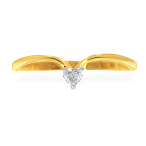 Anillo de Diamantes Connected Affection, Anillo de Diamantes en Oro Amarillo, Joyería de Compromiso Minimalista para Mujer con Corte de Corazón - Product Image 2