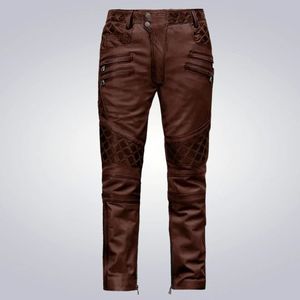 Pantalones de Cuero Color Marrón Quemado para Hombre, Estilo Outlaw - Product Image 1