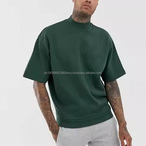 Nouveau design de vêtements souples pour hommes T-shirts en pur coton à manches courtes LOGO personnalisé col roulé col montant vêtements amples pour hommes vente en gros - Product Image 3