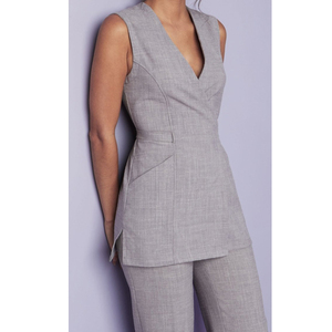 Ensemble tunique et pantalon style wrap, respirant, coton, polyester, élasthanne, uniforme de salon de beauté unisexe personnalisé avec poches - Product Image 6