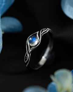 Bague en argent sterling Masa avec pierre de lune, motif œil et symbole infini, bijou céleste inspiré de la nature, fait main, cadeau pour femme - Product Image 5