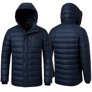 Chaqueta de Invierno con Capucha Azul Marino para Hombre, Chaqueta Acolchada Ligera y Aislante - Product Image 3