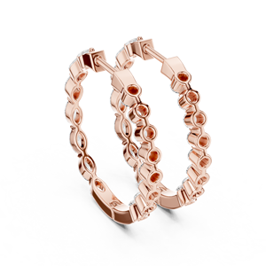 Ensemble de créoles UNIQUE en or rose 18 carats plaqué rhodium avec diamant marquise cultivé en laboratoire, certifié IGI, pour usage quotidien, événements glamour, Saint-Valentin - Product Image 3