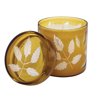 Elegant Green Leaf Design Candle Glass with <b>Lid</b> Luxury Scented Jar for Home and Living Room <b>Decor</b> - Product Image 4