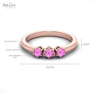 แหวนเพชรพลอยสีชมพูทรงบริลเลียนต์คัท 3 มม. แท้ สำหรับขอแต่งงาน ทองคำ 14K ดีไซน์เรียบหรู ผลิตในอินเดีย สินค้าขายดี - Product Image 3