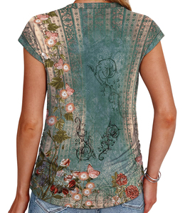 Camiseta de Algodón Estampada para Mujer, Diseño Gráfico, Camiseta de Manga Corta para Dama, Suave y Transpirable, Camiseta de Algodón Estampada de Verano - Product Image 2