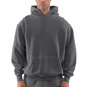Custom Charcoal Washed Hoodie Men Oversized Drop Shoulder Pullover Kangaroo Pocket <b>Vintage</b> Casual Streetwear <b>Sweatshirt</b> - Product Image 1