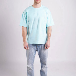 เสื้อยืดคอกลมยูนิเซ็กส์ สีฟ้าอ่อน ผ้าฝ้าย 100% น้ำหนัก 240 กรัม ทรงโอเวอร์ไซส์ สำหรับผู้ชาย - Product Image 3