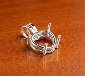 Handmade Solid 925 Silver 10mm Heart 4 Prong Semi Mount Designer Charm Pendant Empty Stone Setting DIY Keepsake Resin Jewelry - Product Image 4