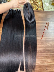 100% extensions de cheveux humains vietnamiens naturels bruts, faisceau de cheveux bruts vierges droits à trame - Product Image 3