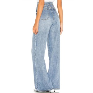 Pantalones vaqueros de mujer de pierna ancha, corte holgado, lisos, de invierno, tejidos, de cintura media, con lavado efecto nieve, al por mayor, al mejor precio - Product Image 3