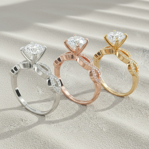 Bague de fiançailles vintage Infinity Stonewels plaquée or |   Diamant de laboratoire pour un style luxueux certifié - Product Image 5