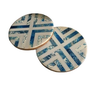 2024 Hot Selling Eco-Friendly White and <b>Blue</b> Europe Style Resin Coaster Set Round Tea Coffee <b>Mats</b>/Pads Pack 4 for Home <b>Table</b> - Product Image 1