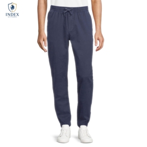 Pantalones Deportivos de Algodón Azul Marino para Hombre, Marca Index Apparel, Cintura Elástica, Cierre con Cordón, Estilo Casual para Otoño - Product Image 1