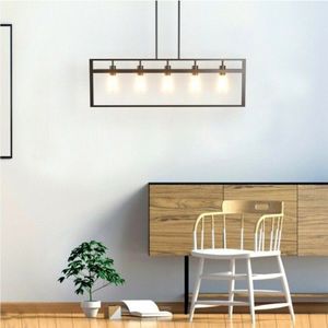 Lampadario con paralume quadrato in ferro chiaro a 5 luci per l'illuminazione di decorazioni per la casa - Product Image 3