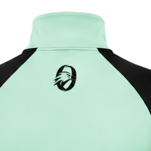 Women Quarter Zip Athletic <b>Top</b> <b>Mint</b> <b>Green</b> Long Sleeve Fitted Sports Training Shirt High Collar Thumbhole Performance Activewear - Product Image 4