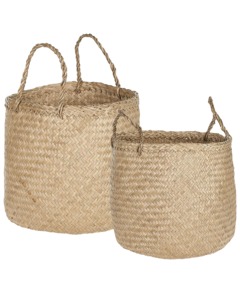 Ensemble de 2 paniers en jonc de mer naturel, faits à la main, pour le rangement, vente en gros, écologiques, fabriqués au Vietnam - Product Image 1
