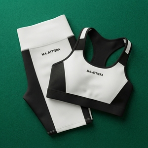 Ensemble de sport pour femmes, soutien-gorge de sport blanc et noir, leggings taille haute, ensemble de yoga, tenue de fitness, vêtements de sport - Product Image 6
