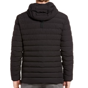 Men's Black Hooded Puffer <b>Jacket</b> With Zipper Closure Windproof Winter Coat Solid Color Polyester Wadding Regular Fit Casual 2026 - Product Image 2