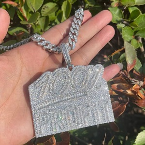 Hip Hop Custom Letter Name Pendant With Moissanite Stone Iced Out 925 <b>Silver</b> Rhodium Plated Rapper Bling Men's Themed Jewelry - Product Image 6