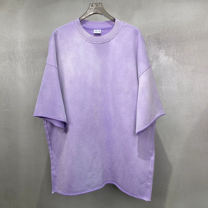 Camiseta de Verano de Manga Corta, 360 GSM, Lisa, Talla Grande, Estilo Vintage, Lavado Ácido, para Hombre - Product Image 4