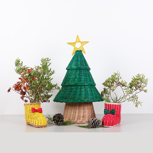 Rattan santa <b>boot</b> cute design hand weaved christmas <b>socks</b> cheapest price xmas <b>sock</b> ornament - Product Image 2